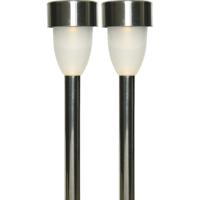 Tuinlamp LED solar - 2x - warm wit - RVS/kunststof - 26 cm - type Nova
