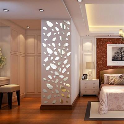12 STKS/S 3D spiegel verwisselbare muur sticker voor woonkamer slaapkamer TV achtergrond spiegel muurschildering Wall Decor (zilver)