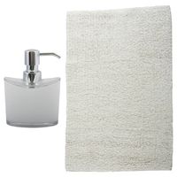 MSV badkamer droogloop mat/tapijt - Sienna - 40 x 60 cm - bijpassende kleur zeeppompje - wit - Badmatjes - thumbnail