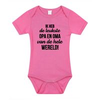 Leukste opa en oma cadeau baby rompertje roze meisjes - thumbnail