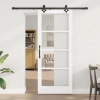 schuifdeur met hardware set 'ORKDAL'van massief hout en glas