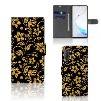 Samsung Galaxy Note 10 Hoesje Gouden Bloemen Samsung Galaxy Note 10 Hoesje Gouden Bloemen