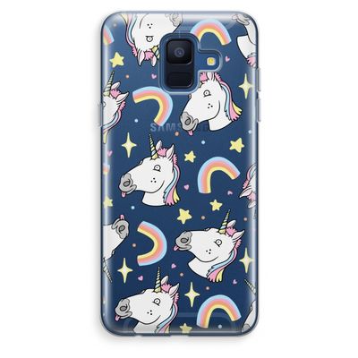 Rainbow Unicorn: Samsung Galaxy A6 (2018) Transparant Hoesje