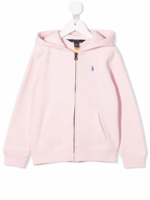 POLO RALPH LAUREN KIDS hoodie zippé à logo brodé - Rose