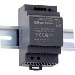 Mean Well DDR-60L-24 DIN-rail DC/DC-converter 24 V/DC 2.5 A 60 W Aantal uitgangen: 1 x Inhoud: 1 stuk(s)