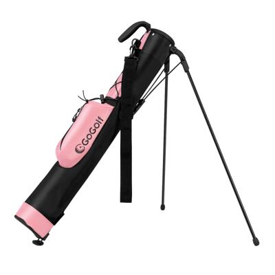 Golf-standtas met 2 Vakken & Regenhoes Golfbag Lichtgewicht met Schouderriem Roze