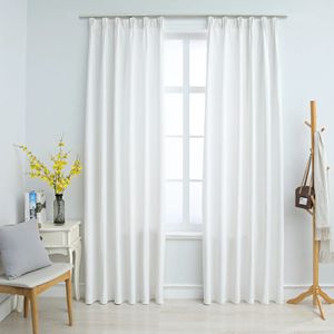 VidaXL Gordijnen verduisterend met haken 2 st 140x245 cm gebroken wit