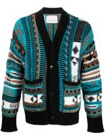 Laneus cardigan en maille intarsia - Noir - thumbnail