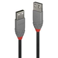 LINDY USB-kabel USB 2.0 USB-A stekker, USB-A bus 0.20 m Zwart, Grijs 36700