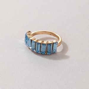 Goudkleurige Verstelbare Ring - Blauwe Kristal Stenen - Sieraden - Spiritueelboek.nl