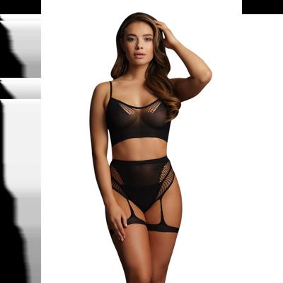 Le Désir by Shots 2-delige beha set met kousenbanden - Één maat - Zwart