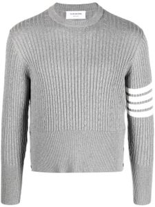 Thom Browne pull nervuré à détail 4 bandes signature - Gris