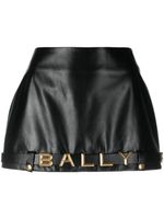 Bally minijupe en cuir à plaque logo - Noir - thumbnail