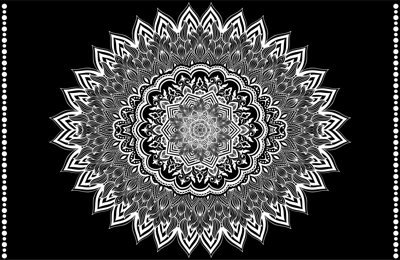 Bloemenmandala ontwerp vinyl tapijt zwart