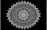 Bloemenmandala ontwerp vinyl tapijt zwart