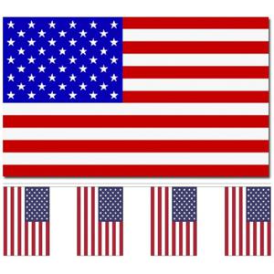 Amerika/USA versiering/feestartikelen set - vlag 90 x 150 cm - vlaggenlijn van 300 cm - landen