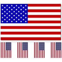 Amerika/USA versiering/feestartikelen set - vlag 90 x 150 cm - vlaggenlijn van 300 cm - landen - thumbnail