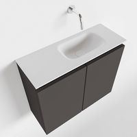 Toiletmeubel Mondiaz Ture | 60 cm | Meubelkleur Dark grey | Eden wastafel Talc Rechts | Zonder kraangat