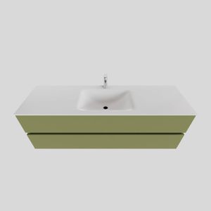 Badkamermeubel Solid Surface BWS Oslo 150x46 cm Midden Mat Groen (met 1 kraangat)