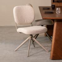LABEL51 Draaibare Eetkamerstoel 'Geneva' Bouclé, kleur Naturel/Taupe