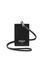 Prada étui à badge en cuir Saffiano - Noir