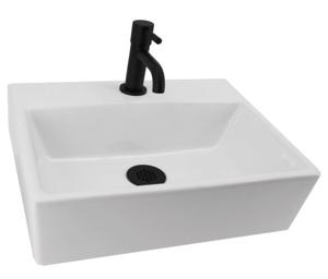 L&apos;Aqua Fonteinset Latta Keramisch met zwarte kraan en sifon