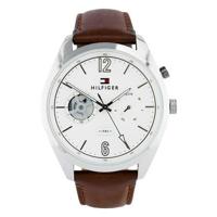 Merk Tommy Hilfiger bruin lederen herenhorloge van roestvrij staal 1791550