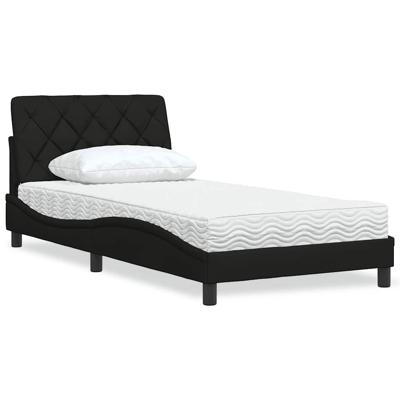 Bed met matras stof zwart 100x200 cm