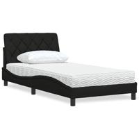 Bed met matras stof zwart 100x200 cm