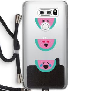 Smiley watermeloen: LG V30 Transparant Hoesje met koord