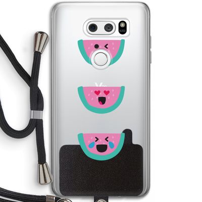 Smiley watermeloen: LG V30 Transparant Hoesje met koord