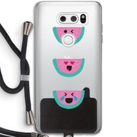 Smiley watermeloen: LG V30 Transparant Hoesje met koord