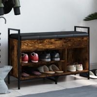 Schoenenbank 85,5x32x57,5 cm bewerkt hout gerookt eikenkleurig - thumbnail