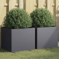 Plantenbakken 2 st 42x40x39 cm staal antracietkleurig
