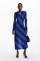 Gestreepte midi-jurk - BLUE - XL