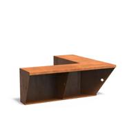 Keerwand cortenstaal binnenhoek 100x100x50cm. brede bovenrand