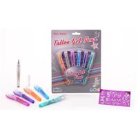 Tattoo glittergel pennen met sjablonen - Speelgoed - 6 pennen/stiften - kinderen