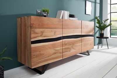 Massief dressoir AMAZONAS 150 cm acacia metalen boomrand - 38331