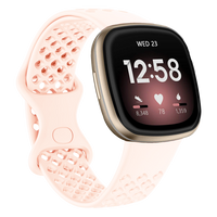Bandje geschikt voor Fitbit Versa 3 - Maat S - Polsband - Horlogebandje - Siliconen - Lichtroze - thumbnail