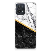 Motorola Moto G23 | G13 | TPU | Siliconen hoesje | Marmer Wit Zwart - Origineel Cadeau Man