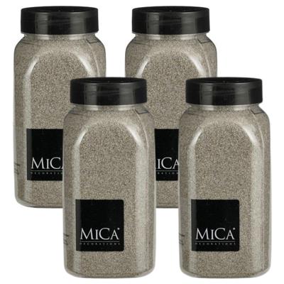 Mica Decorations decoratie zand - 4x - 650ml - lichtgrijs - hobby zandkorrels - sierzand Mica Decorations decoratie zand - 4x - 650ml - lichtgrijs - hobby zandkorrels - sierzand