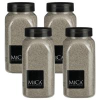 Mica Decorations decoratie zand - 4x - 650ml - lichtgrijs - hobby zandkorrels - sierzand
