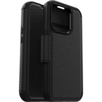 Otterbox - iPhone 15 Pro - Strada Case leren bookcase hoesje - Zwart + Lunso Screenprotector