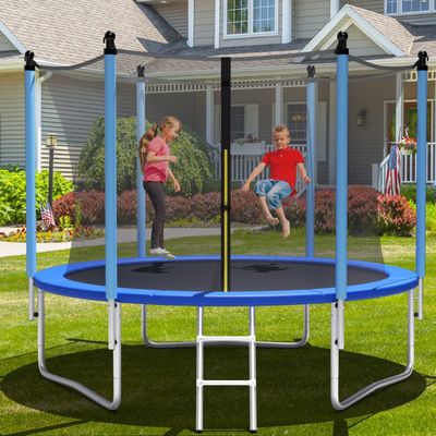 Ø 244 cm Trampoline Buiten Trampoline voor Kinderen & Volwassenen Zwart + Blauw