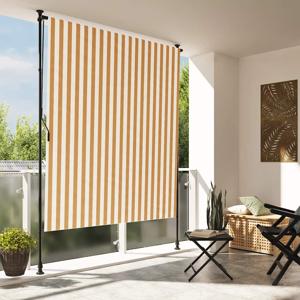 VidaXL Rolgordijn voor buiten 200x270 cm stof en staal oranje en wit