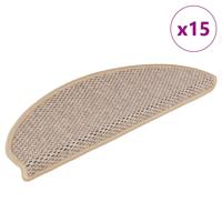 VidaXL Trapmatten zelfklevend 15 st sisal-look 65x21x4 cm lichtbeige