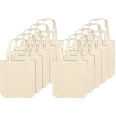 10x Beige canvas tassen met dubbel hengsel 38 x 42 cm