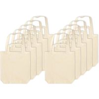 10x Beige canvas tassen met dubbel hengsel 38 x 42 cm