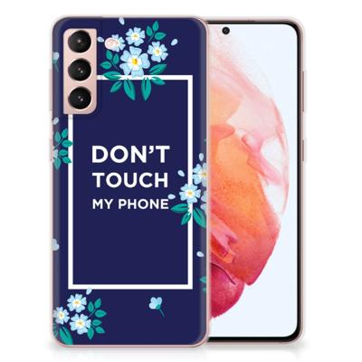 Samsung Galaxy S21 Silicone-hoesje Flowers Blue DTMP Samsung Galaxy S21 Silicone-hoesje Flowers Blue DTMP