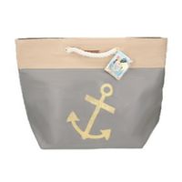 Strandtas grijs met anker 38 x 51 cm